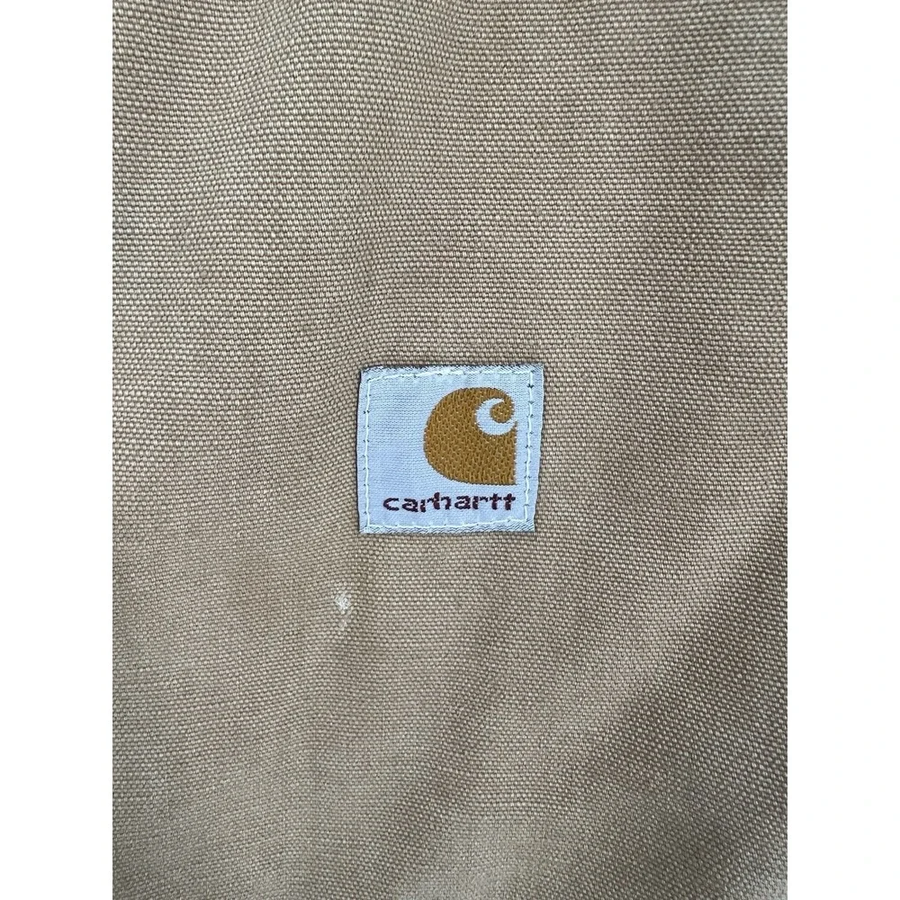 Carhartt Duck Vest Mens Large Tan Quilted Lined USA Made Vtg V0186 Faded Work